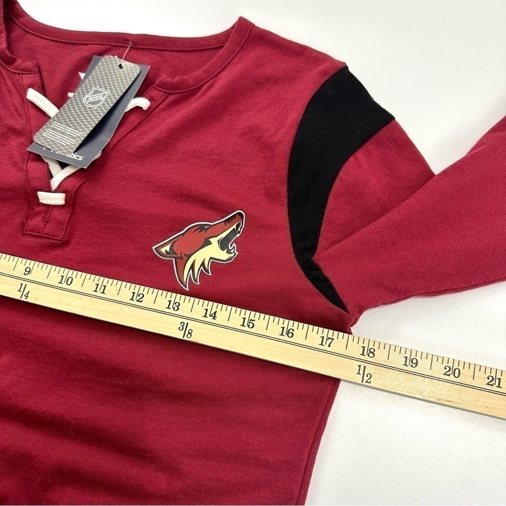 Fanatics Womens Sz M Arizona Coyotes Long Sleeve Lace Up V Neck T Shirt Garnet - Picture 10 of 13